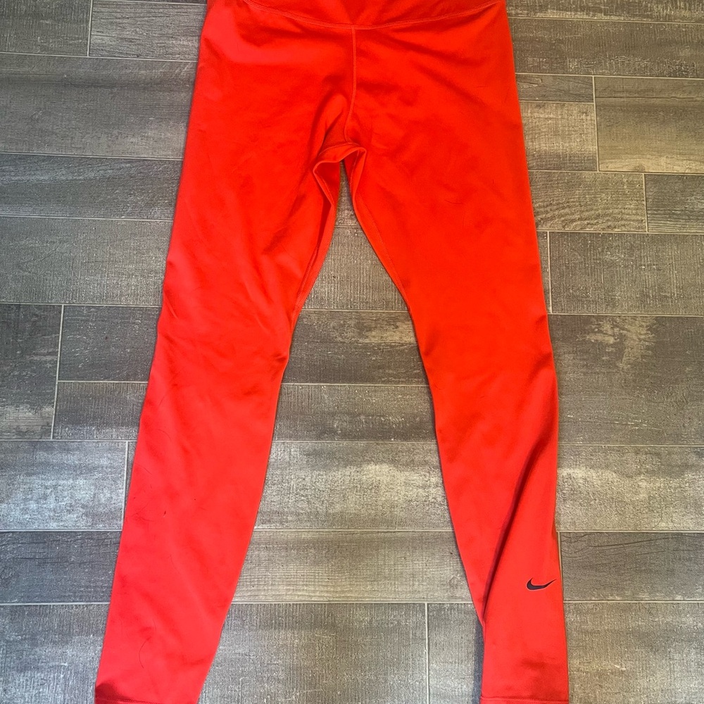 Nike Red Athletic Leggings Streamlined Fit